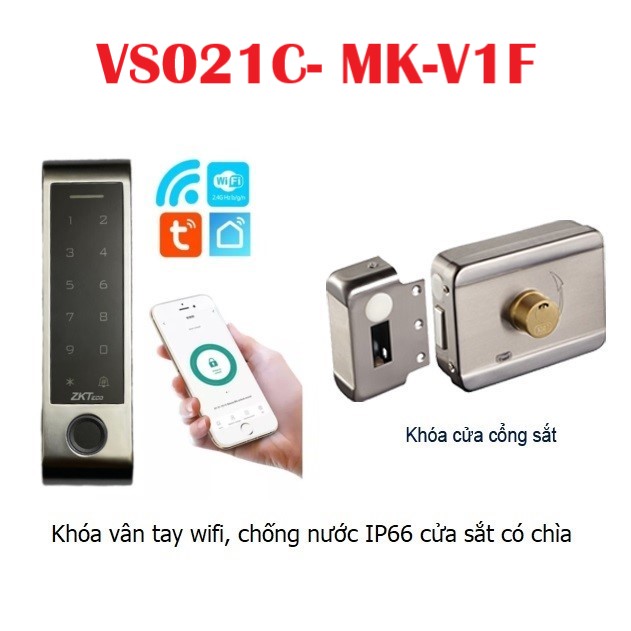 Khóa vân tay nhà trọ, cửa sắt VS021C- ZKTeco MK-V1F